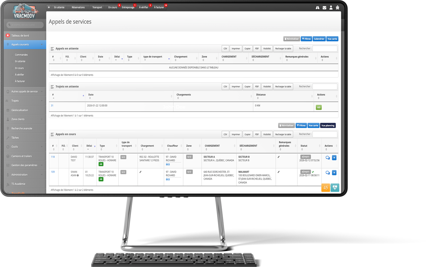 Le logiciel MoovSoft affiché sur un écran de bureau